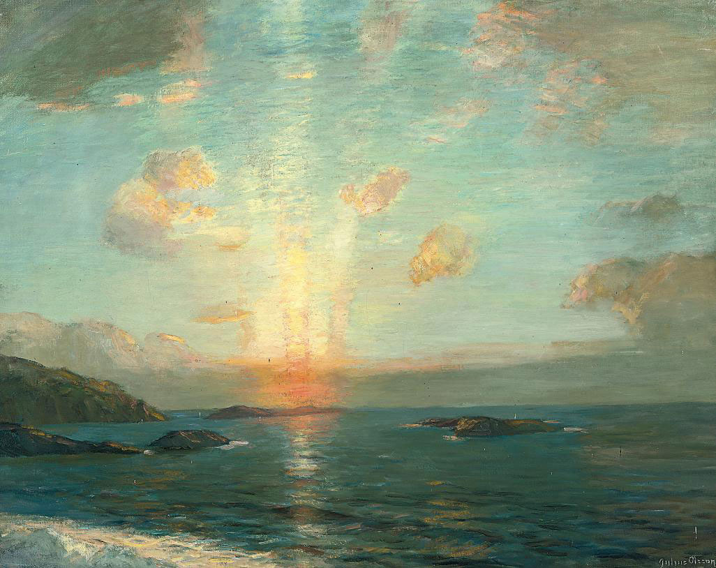 A tranquil sunset by Albert Julius Olsson