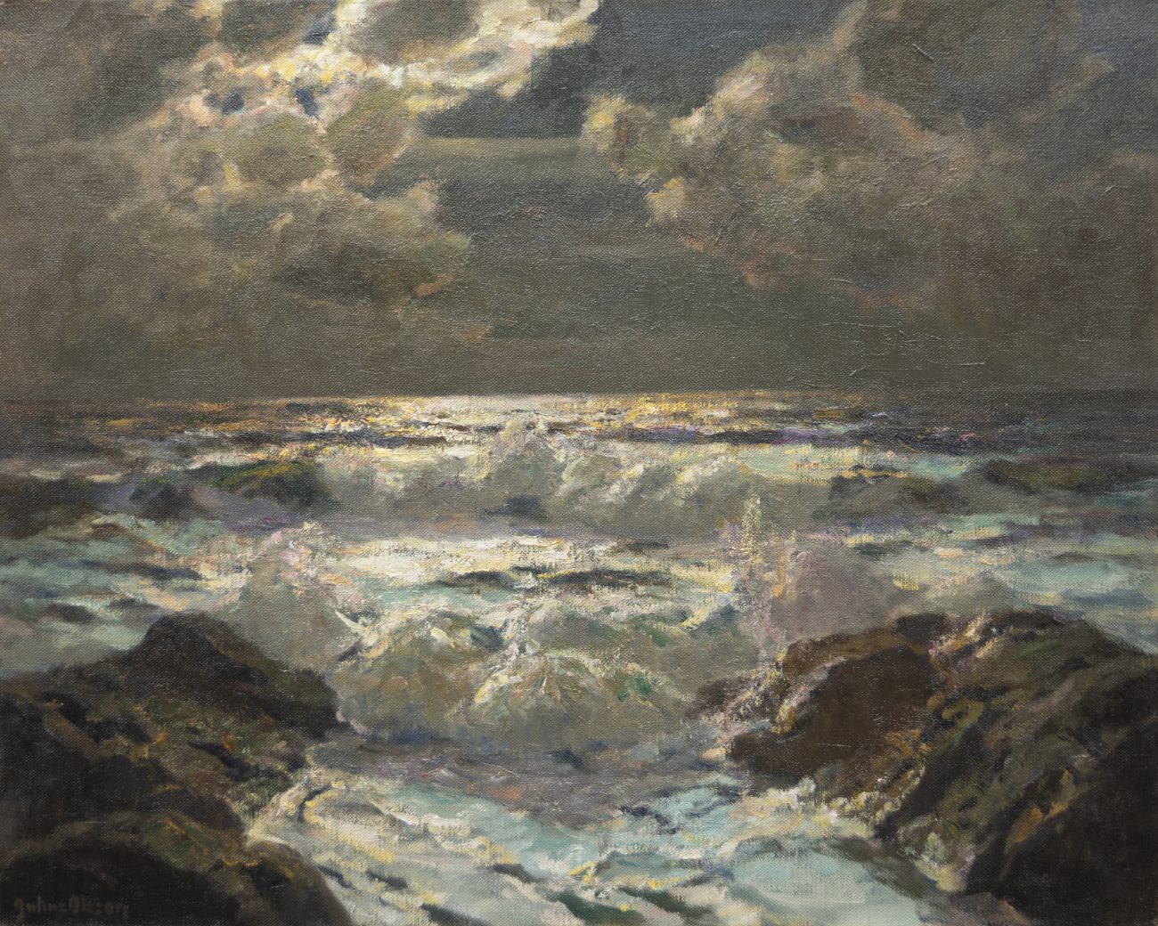 Moonlight on Breakers by Albert Julius Olsson