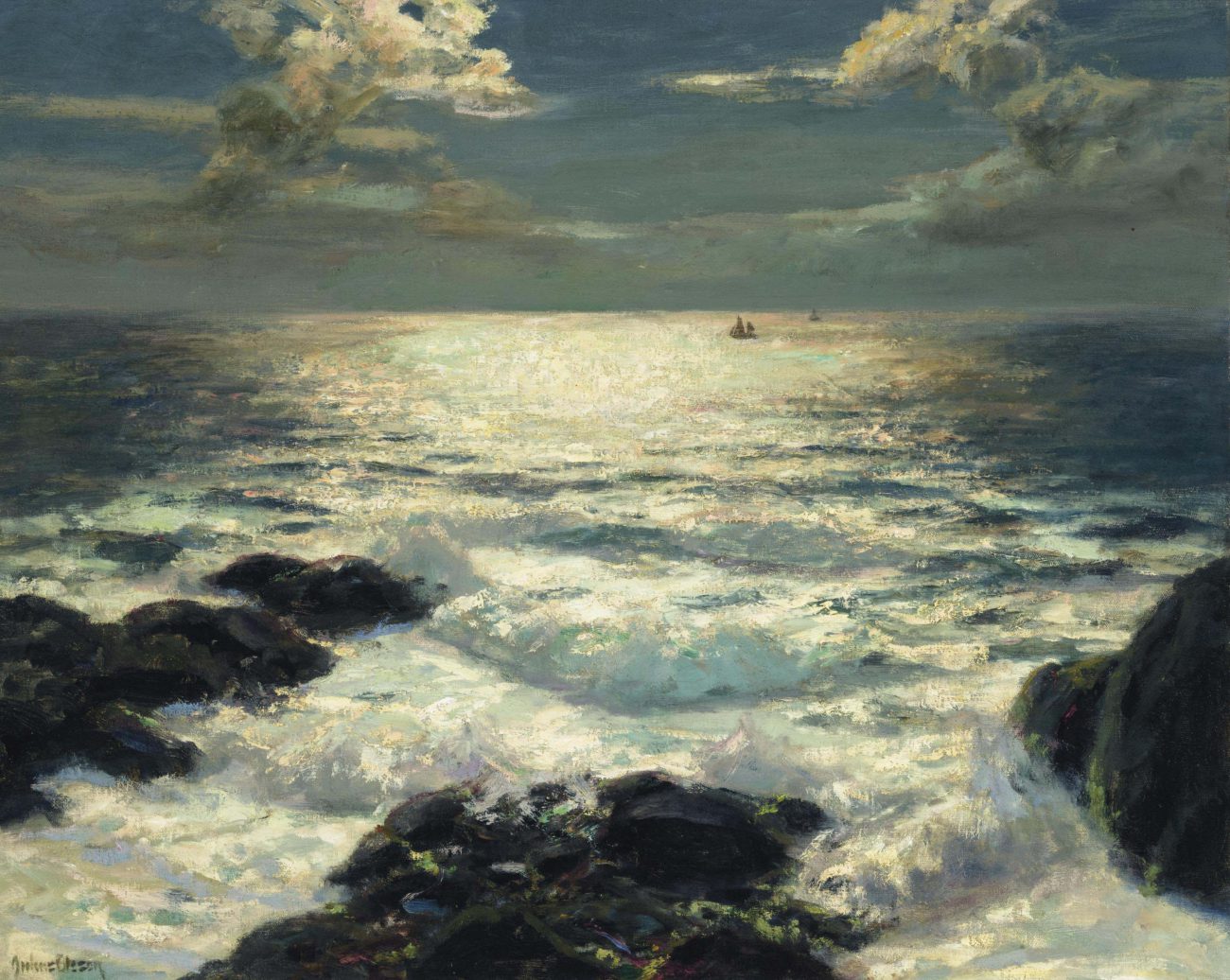 Moonlit waters by Albert Julius Olsson